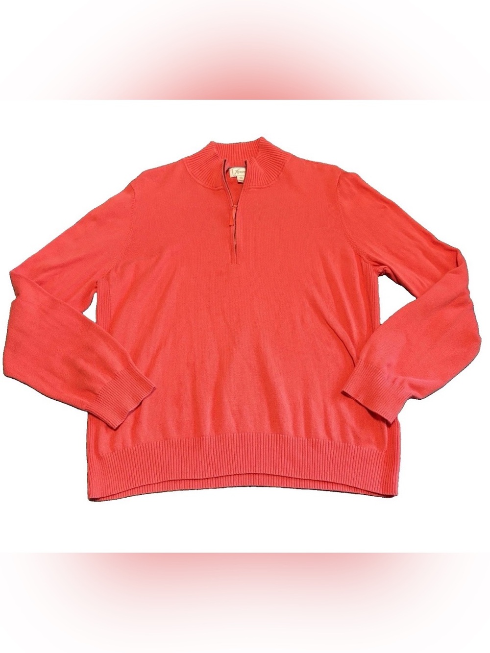 Foxcroft Men’s XXL Supima Cotton Quarter Zip Sweater Pullover Coral Red Mockneck
